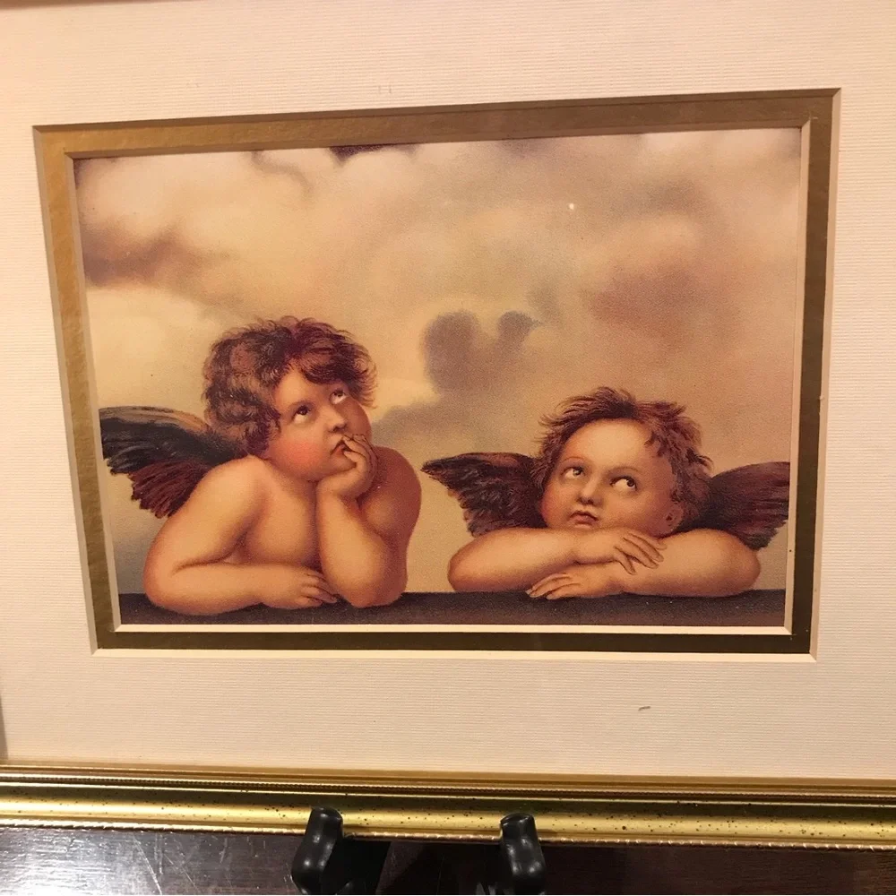 TWO CHERUBS MATTED FRAMED - Picture 1 of 13